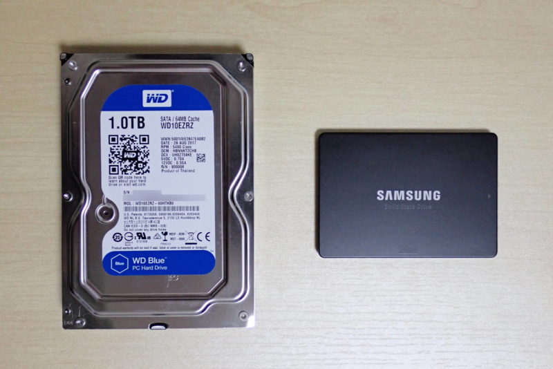 ストレージ Samsung SSD 250GB、WD HDD Blue 1TB