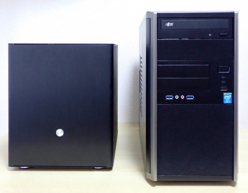 JONSBO V4 PCケースとミニタワーケースのサイズ比較